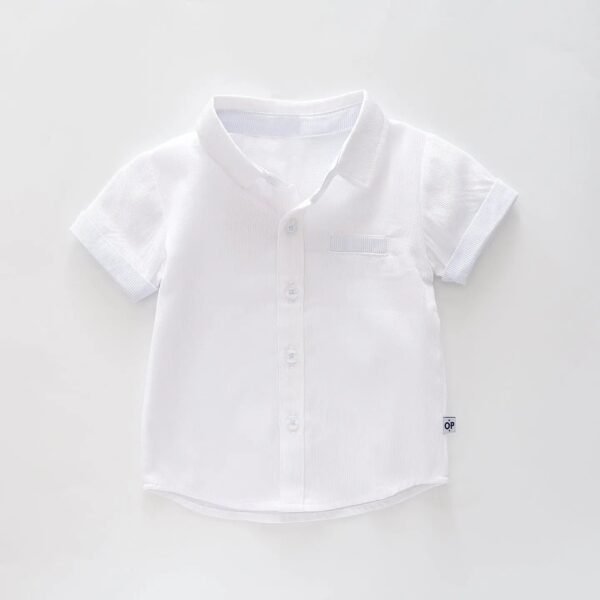 White Woven Collared Shirt