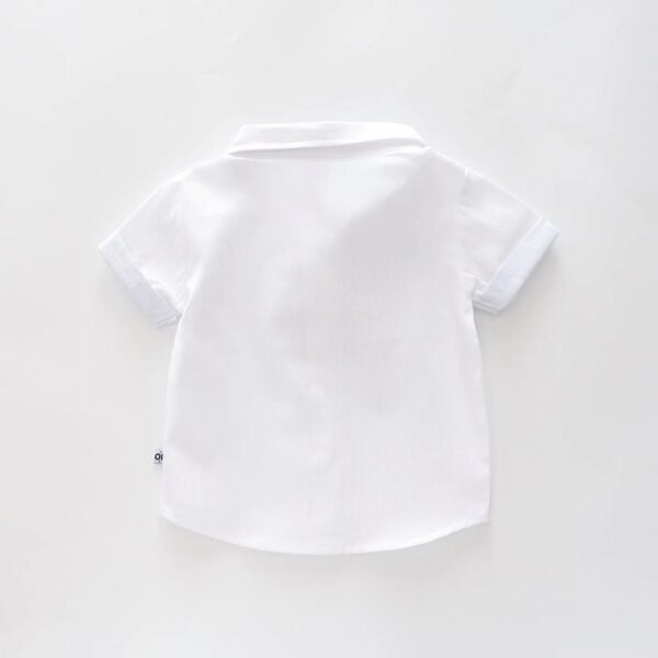 White Woven Collared Shirt - Image 2