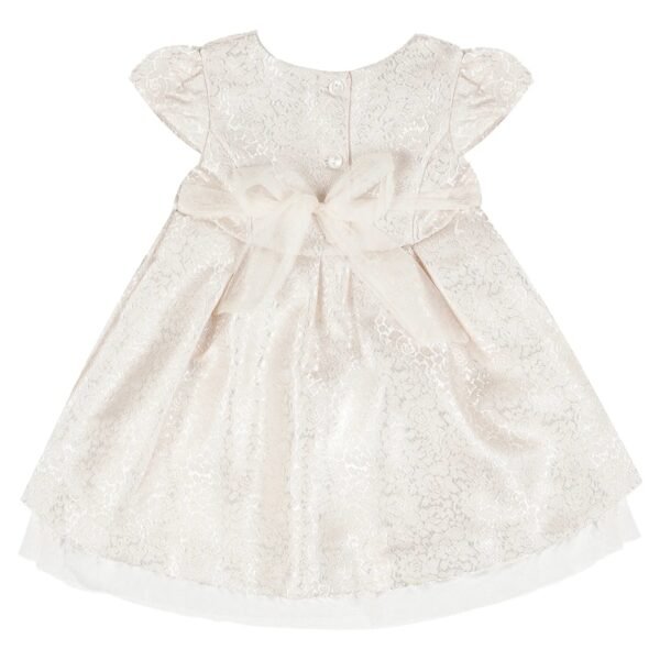 Girl Champagne Metalic Jacquard Dress - Image 2