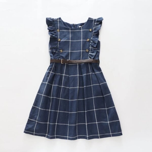 Blue Check Dress with Belt