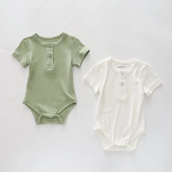 White and Green 2pc Bamboo Bodysuit Set