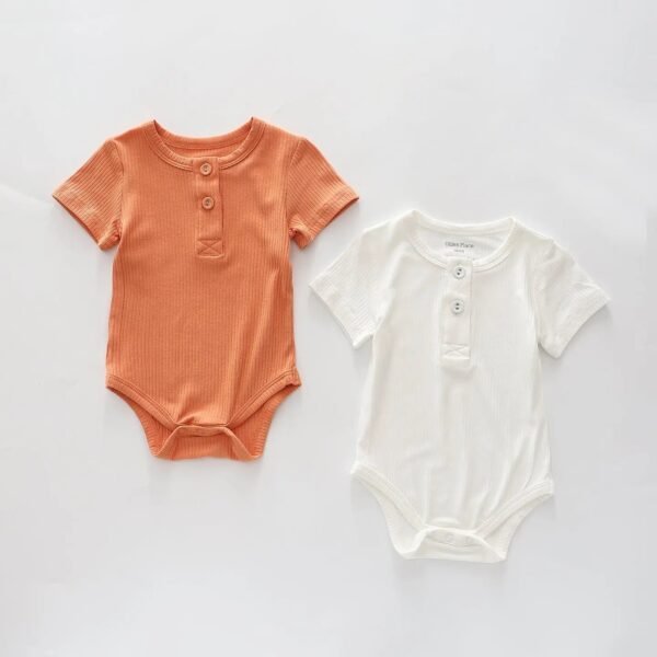 White and Rust 2pc Bamboo Bodysuit Set